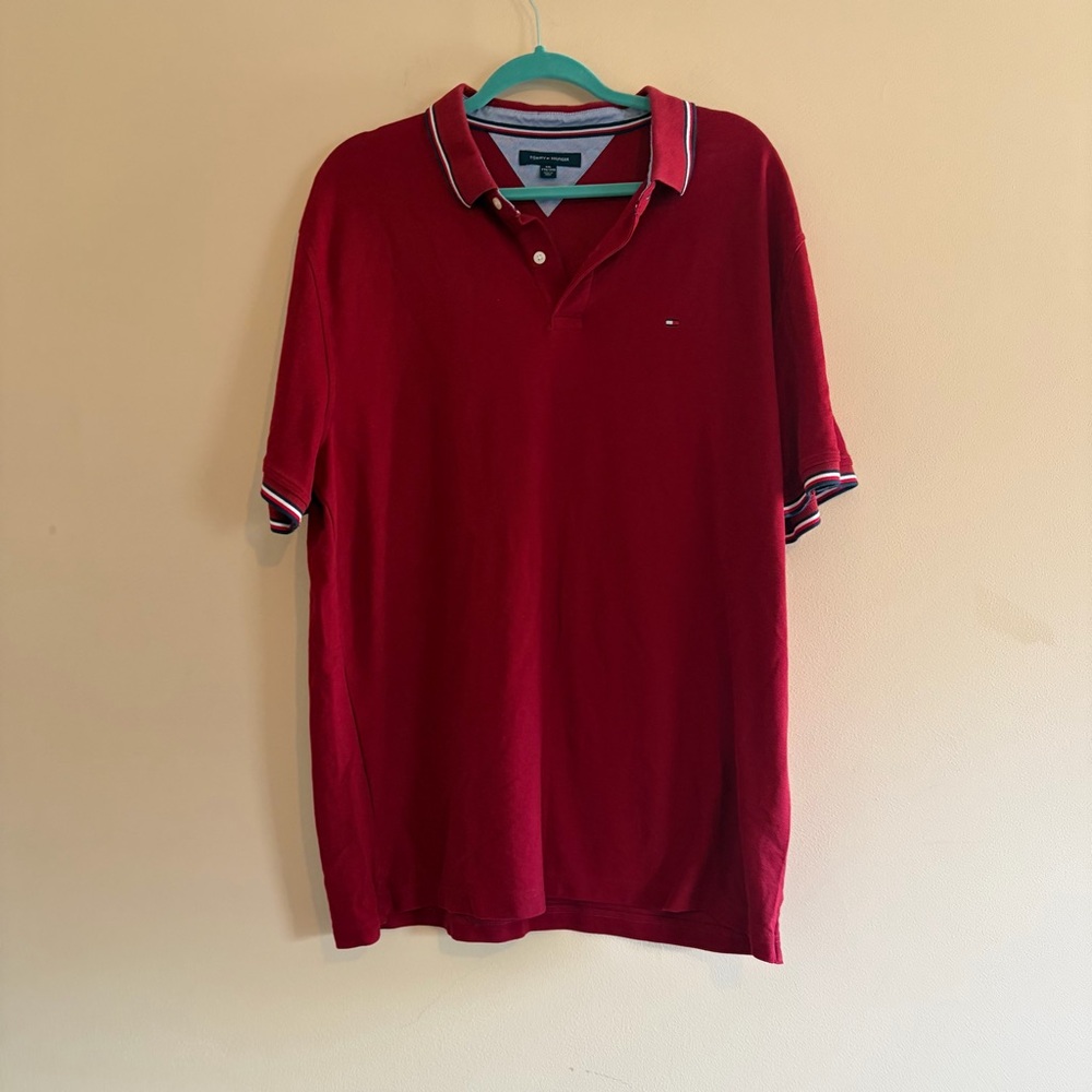 Tommy Hilfiger Men's Burgundy Polo with Contrast Trim